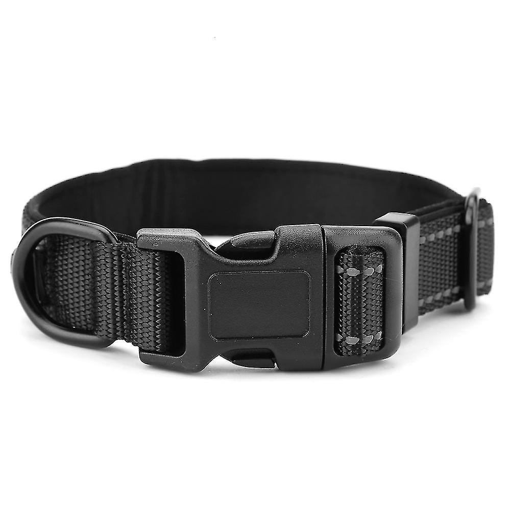 Reflective Nylon Dog Collars Adjustable Safe Pet Collar for Small Medium Large Dogs(Black L)