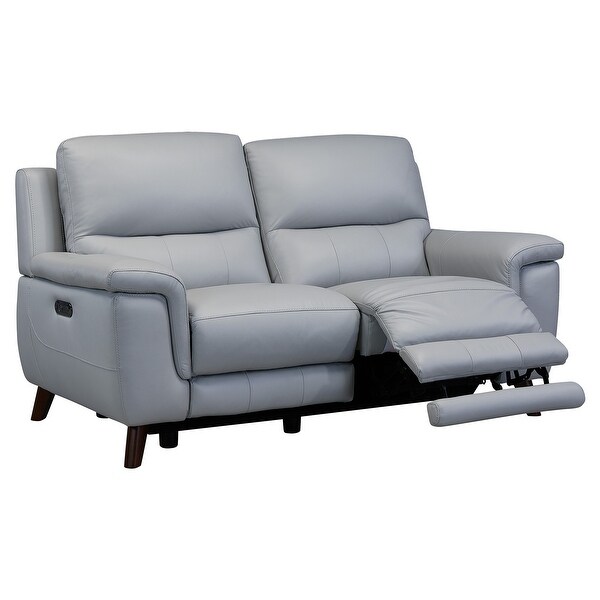 19 Inch Power Reclining Leather Loveseat with USB Port， Gray