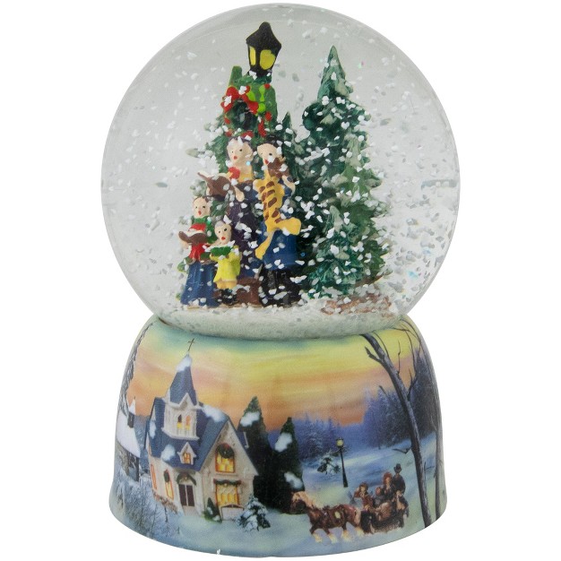 Christmas Carolers Winter Scene Musical Snow Globe