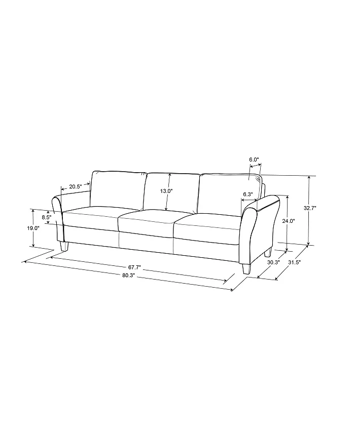 Lifestyle Solutions Wilshire Sofa with Rolled Arms