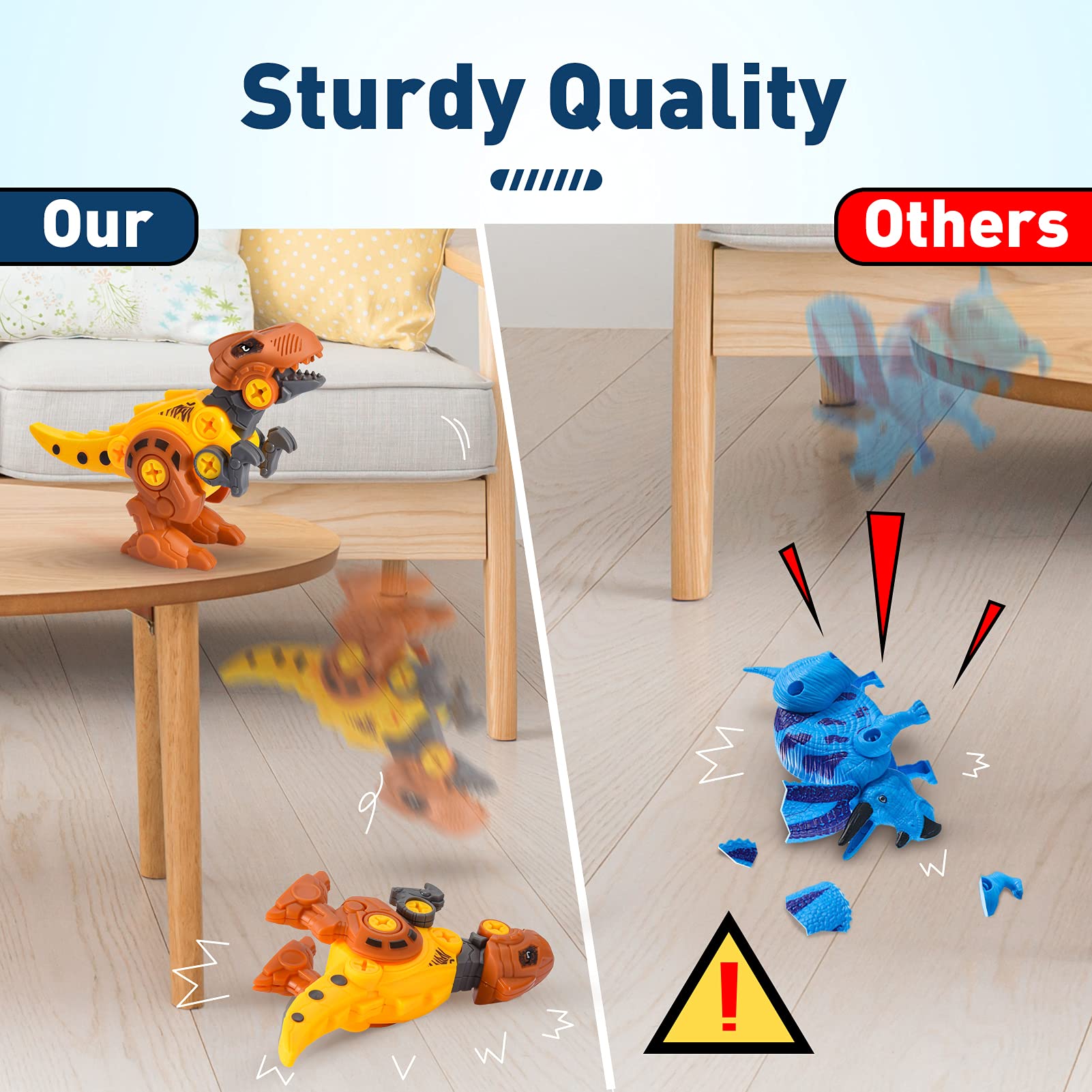 Take Apart Dinosaur Toys for 3 4 5 6 Year Old Boys， Electric Drill Tool Dinosaurs Construction Building Toys for Kids Age 3-7