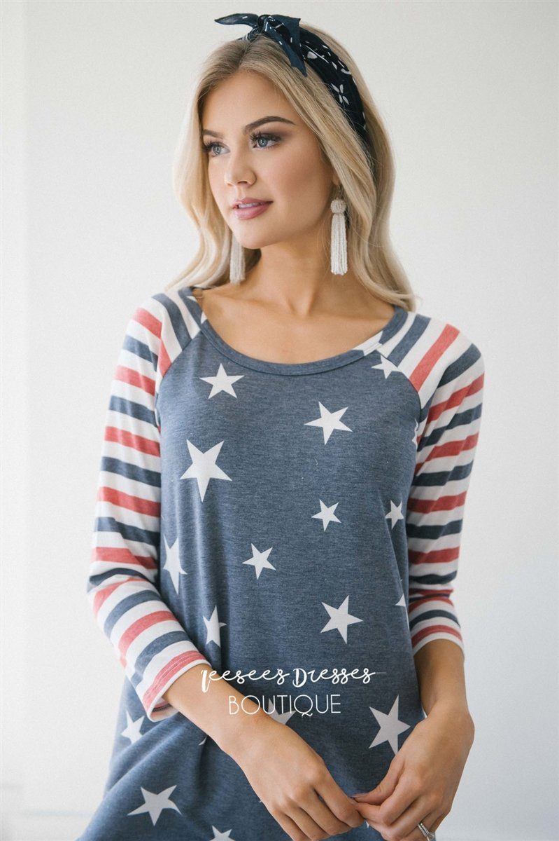 Stars & Stripes Baseball Sleeve Top