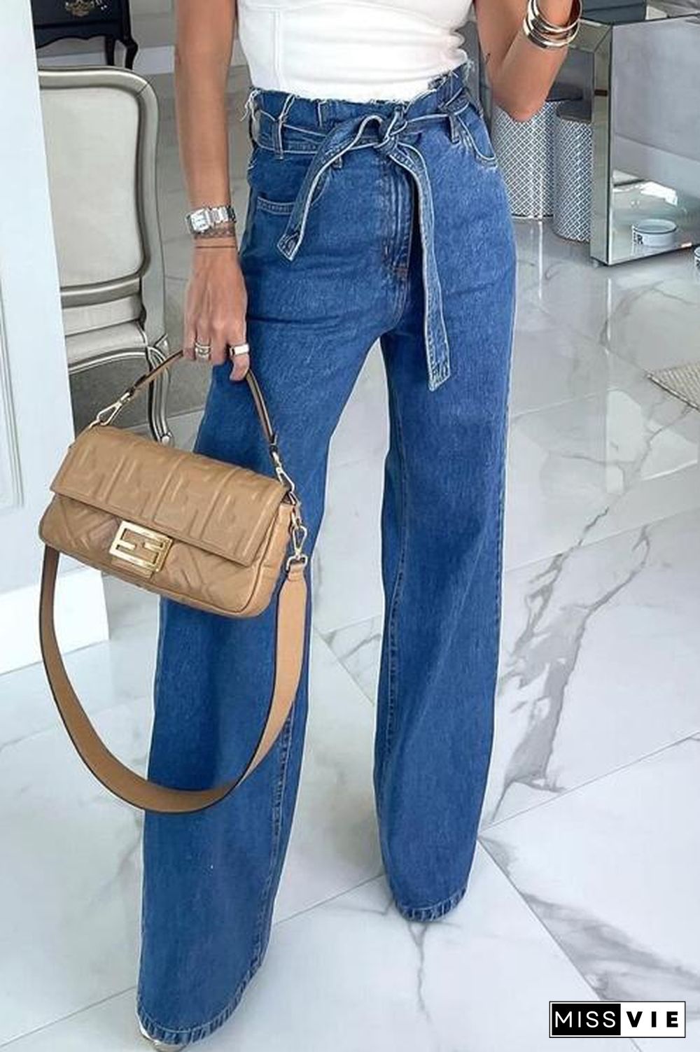 Belted Loose High Waist Jeans