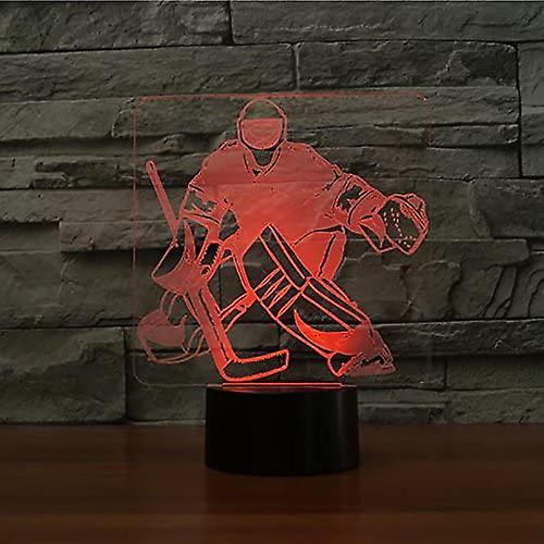 3d Ice Hockey Goalie Night Light Touch Table Desk Optical Illusion Lamps 7 Color Changing Lights Home Xmas Birthday Gift