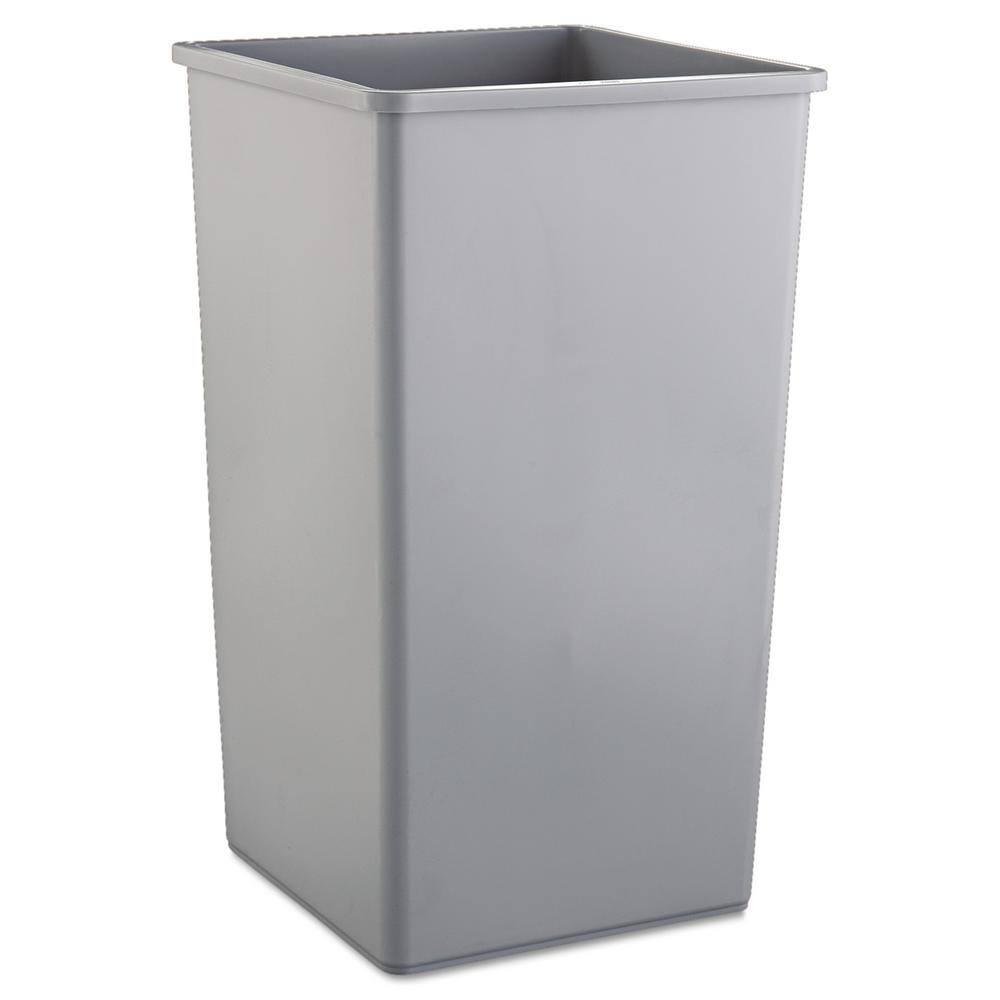 Rubbermaid Commercial Products Untouchable 50 Gal. Gray Plastic Square Trash Can RCP3959GRA