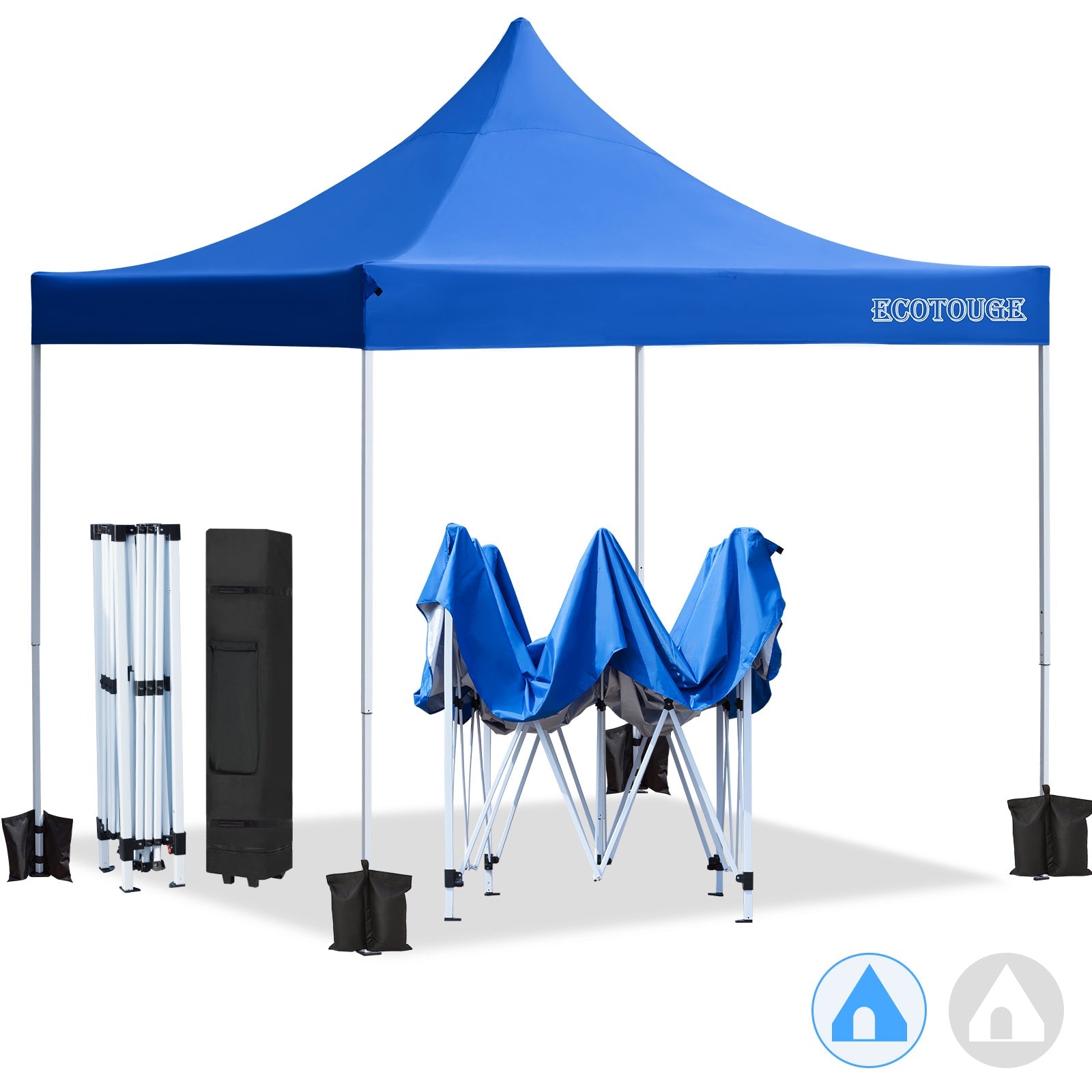 10 x 10 Pop Up Tent Canopy with Wheeled Roller Bag, Fold Instant Patio Canopy, Anti-UV Canopy Tent（Blue)