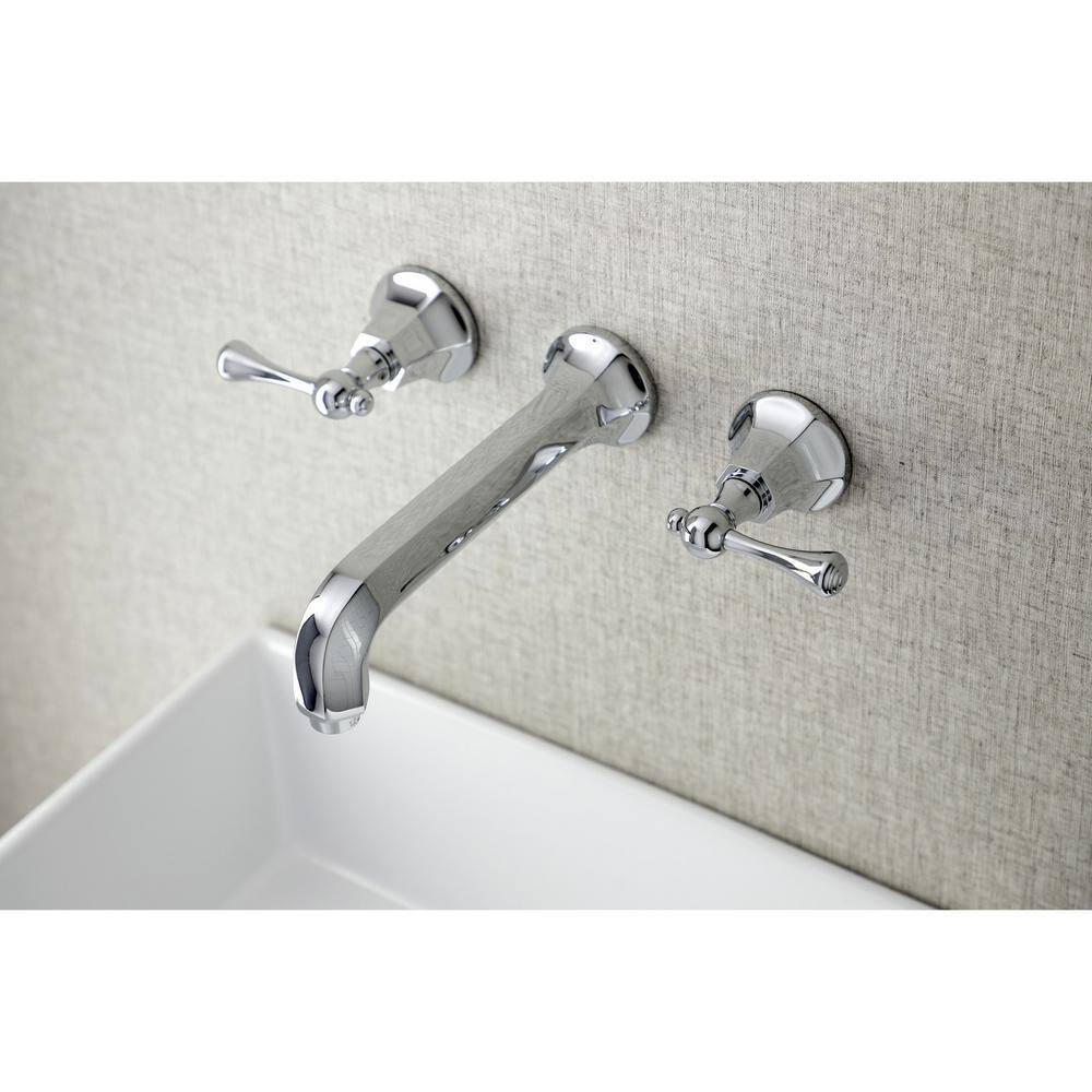 Kingston Brass Metropolitan 2-Handle Wall Mount Bathroom Faucet in Polished Chrome HKS4121BL