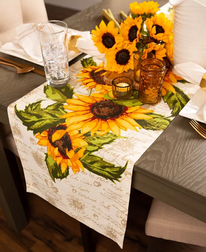 Design Imports Rustic Sunflowers Printed Table Runner 14 X 72