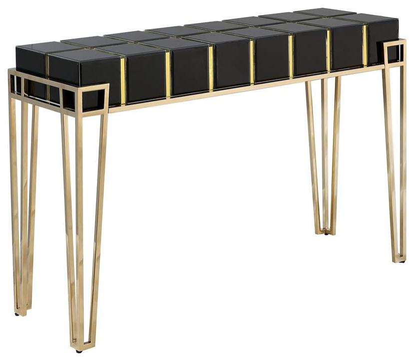 Camden Isle Tuxedo Black Mirrored Console Table   Contemporary   Console Tables   by Homesquare  Houzz