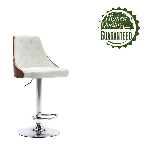 Porthos Home Trey Bar Stool， PU Leather， Chrome Base