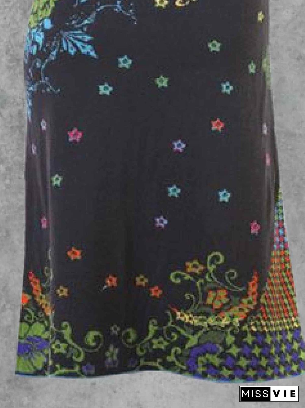 Multicolor Cotton-Blend Casual Floral-Print Skirt