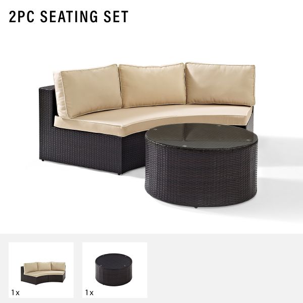 Catalina 2Pc Outdoor Wicker Sectional Set