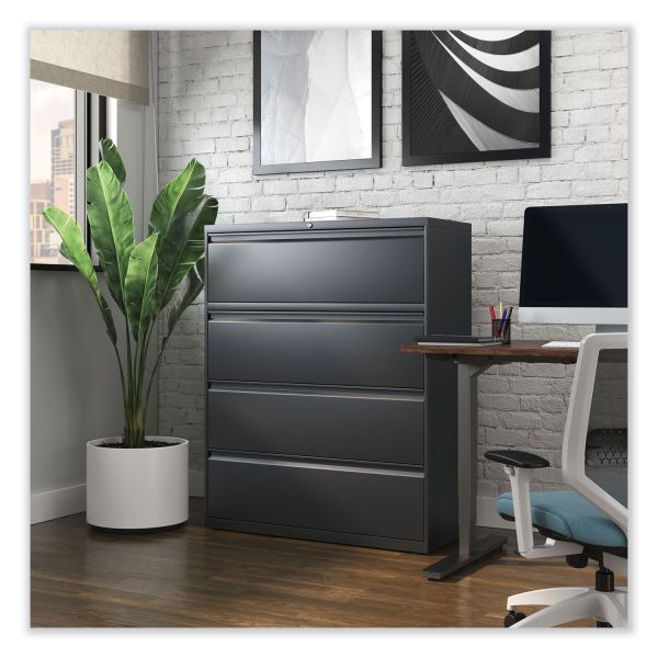 Alera Lateral File， 4 Legal/Letter/A4/A5-Size File Drawers， Charcoal， 42