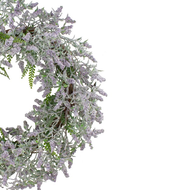 Northlight Lavender And Leaves Spring Floral Artificial Wreath Purple 22 inch