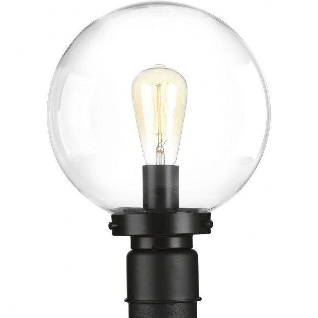 Progress Lighting Globe Collection 1 light Outdoor Post Lantern Black Finish Clear Glass Shade