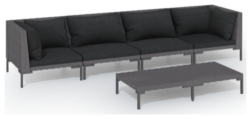 vidaXL Patio Lounge Set Outdoor Sectional Sofa 3 Piece Poly Rattan Dark Gray   Tropical   Outdoor Lounge Sets   by vidaXL LLC  Houzz