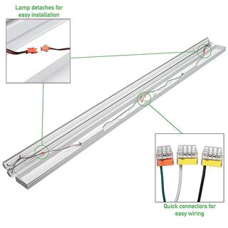 Commercial Electric 8 ft. 450-Watt Equivalent Integrated LED White Strip Light Fixture 4000K High Output 9000 Lumens (8-Pack) 54599191-A-8PK