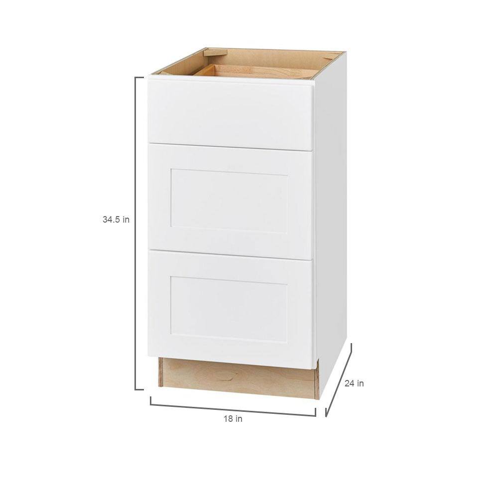 Hampton Bay Avondale Shaker Alpine White Ready to Assemble Plywood 18 in Drawer Base Kitchen Cabinet (18 in W x 34.5 in H x 24 in D) DB18