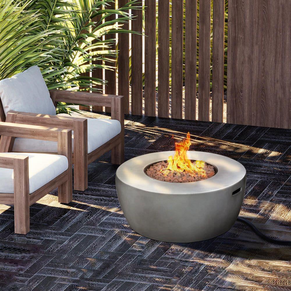 Teamson Home Outdoor 36 in W x 15 in H Round Concrete Gas Fire Pit