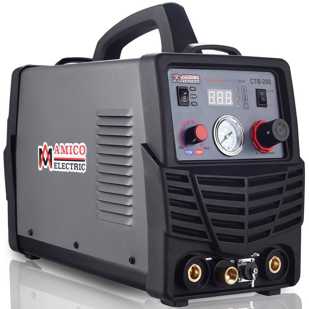 AM AMICO ELECTRIC Plasma CutterTIGStick Arc 3-in-1 Combo DC Welder 50A-Plasma Cutter 200A-TIG-Torch 200A-Stick Arc Welding Machine CTS-200