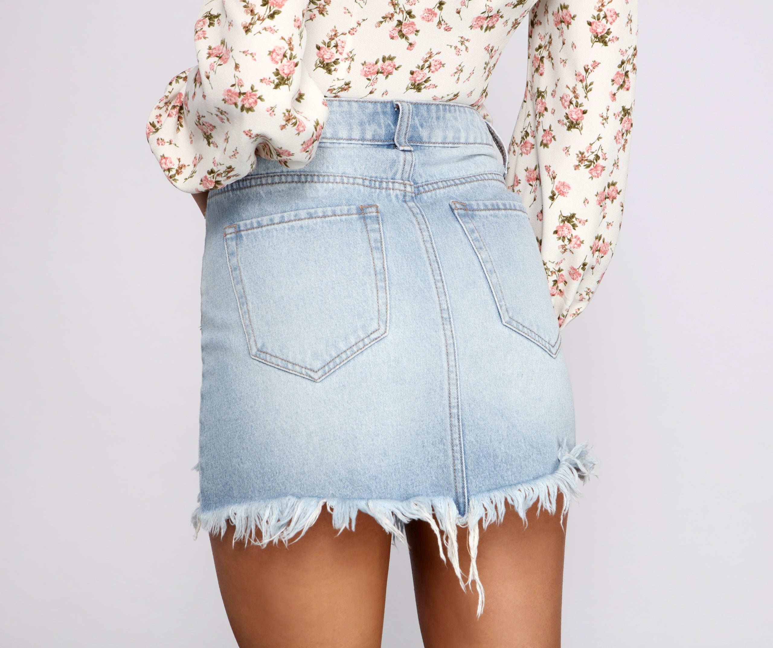 Elise Frayed Denim Mini Skirt