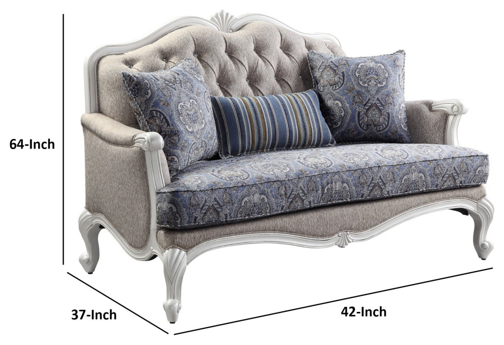 Benzara BM250654 Loveseat With Arch Top and Resin Queen Anne Legs  Gray   Victorian   Loveseats   by Uber Bazaar  Houzz