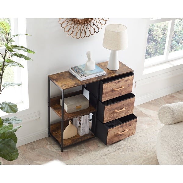 Sicotas Coffee Table Modern Rectangle Wood end Table with 3 Drawers