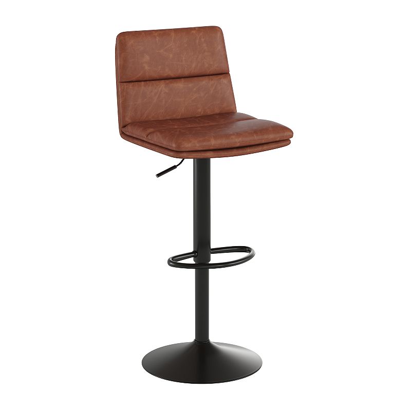 Merrick Lane Keene Modern Upholstered Adjustable Height Stools with Sturdy Iron Bases