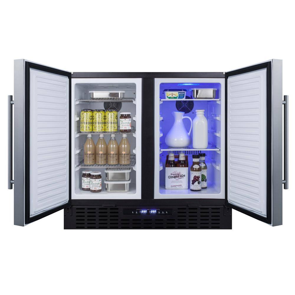 Summit Appliance 36 in. 5.8 cu. ft. Built-In Side by Side Refrigerator with Freezer in Stainless Steel Counter Depth FFRF36