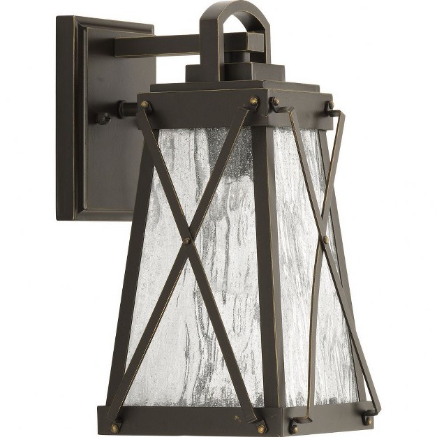 Progress Lighting Creighton 1 light Outdoor Wall Lantern In Antique Bronze With Clear Water Glass