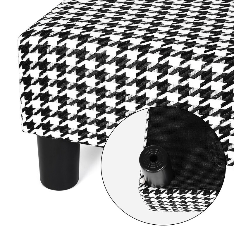 Adeco Small Square Footstool Ottoman Modern Fabric Footrest Stool