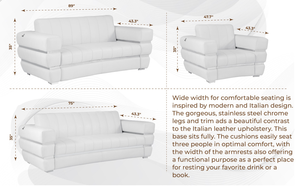 Ferrara Genuine Italian Leather Modern Loveseat   Contemporary   Loveseats   by Luxuriant Furniture  Houzz