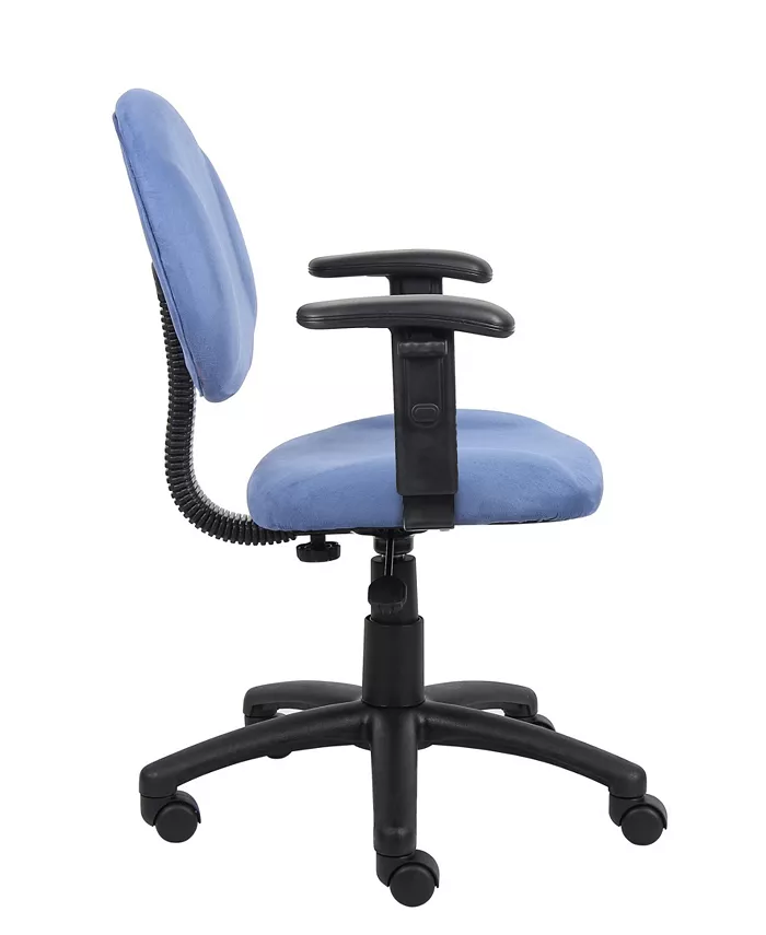 Boss Office Products Microfiber Deluxe Posture Chair W  Adjustable Arms.