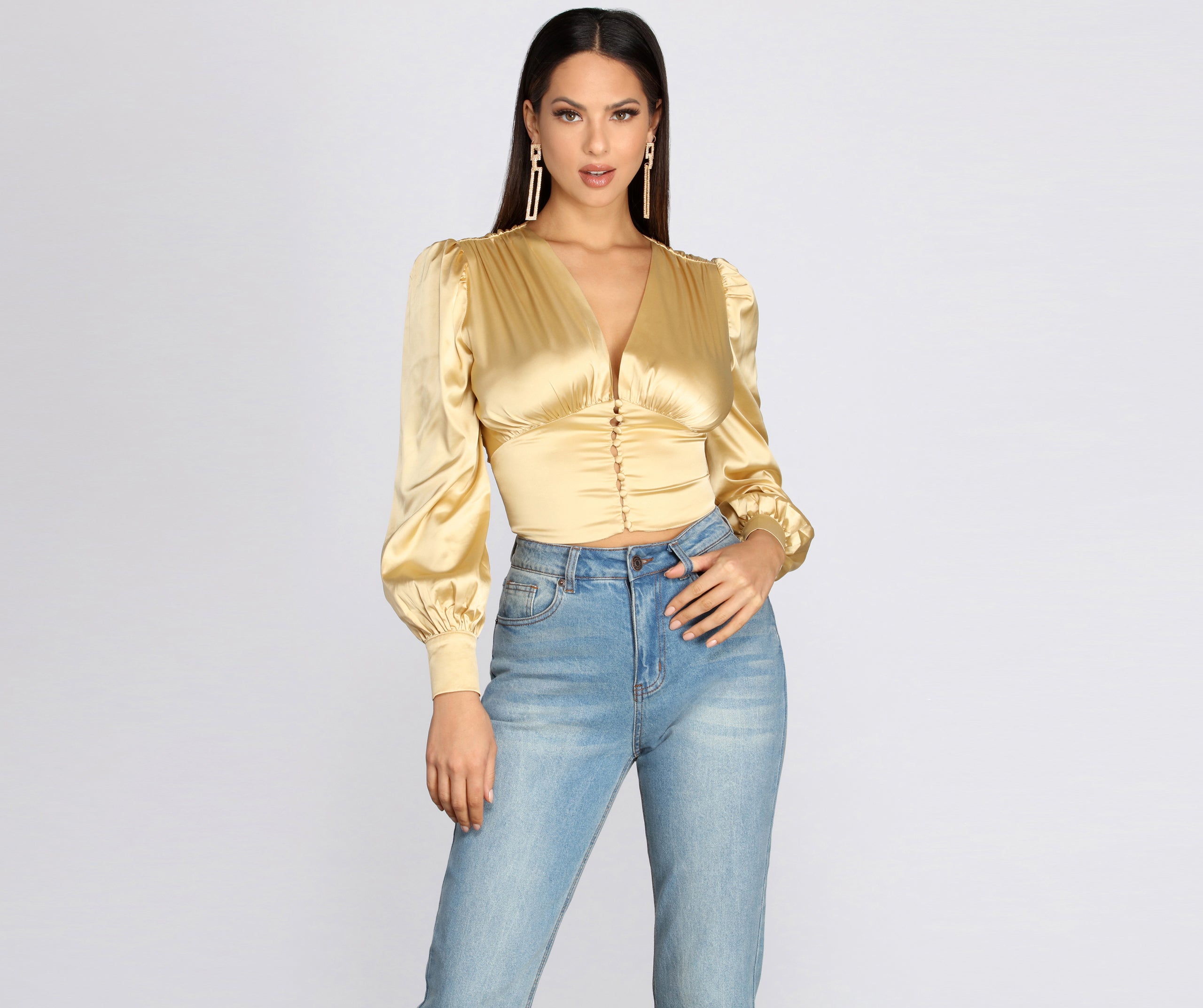 Satin Chic Buttoned Blouse