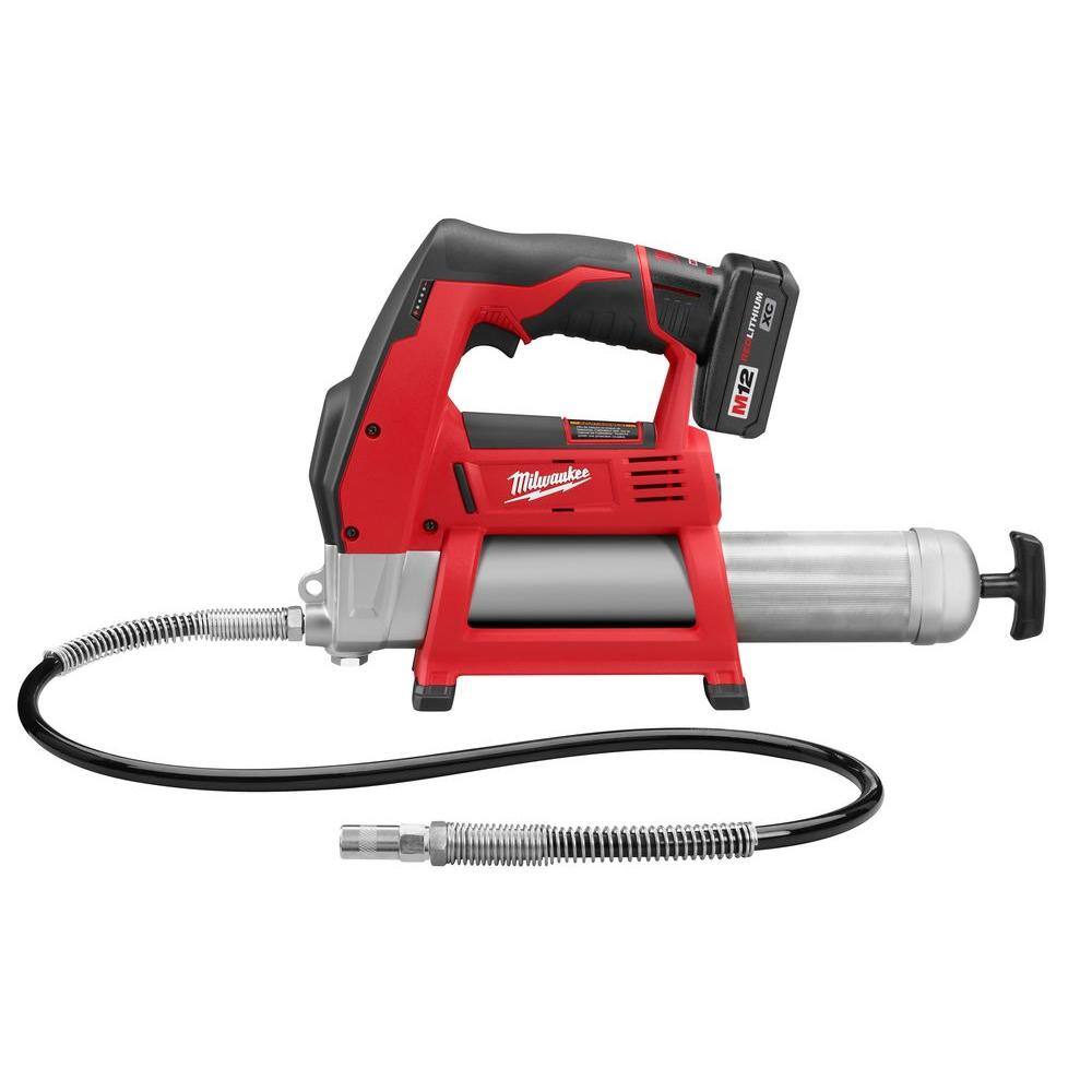 MW M12 12V Lithium-Ion Cordless Grease Gun Kit W Free M12 6.0Ah Battery 2446-21XC-48-11-2460