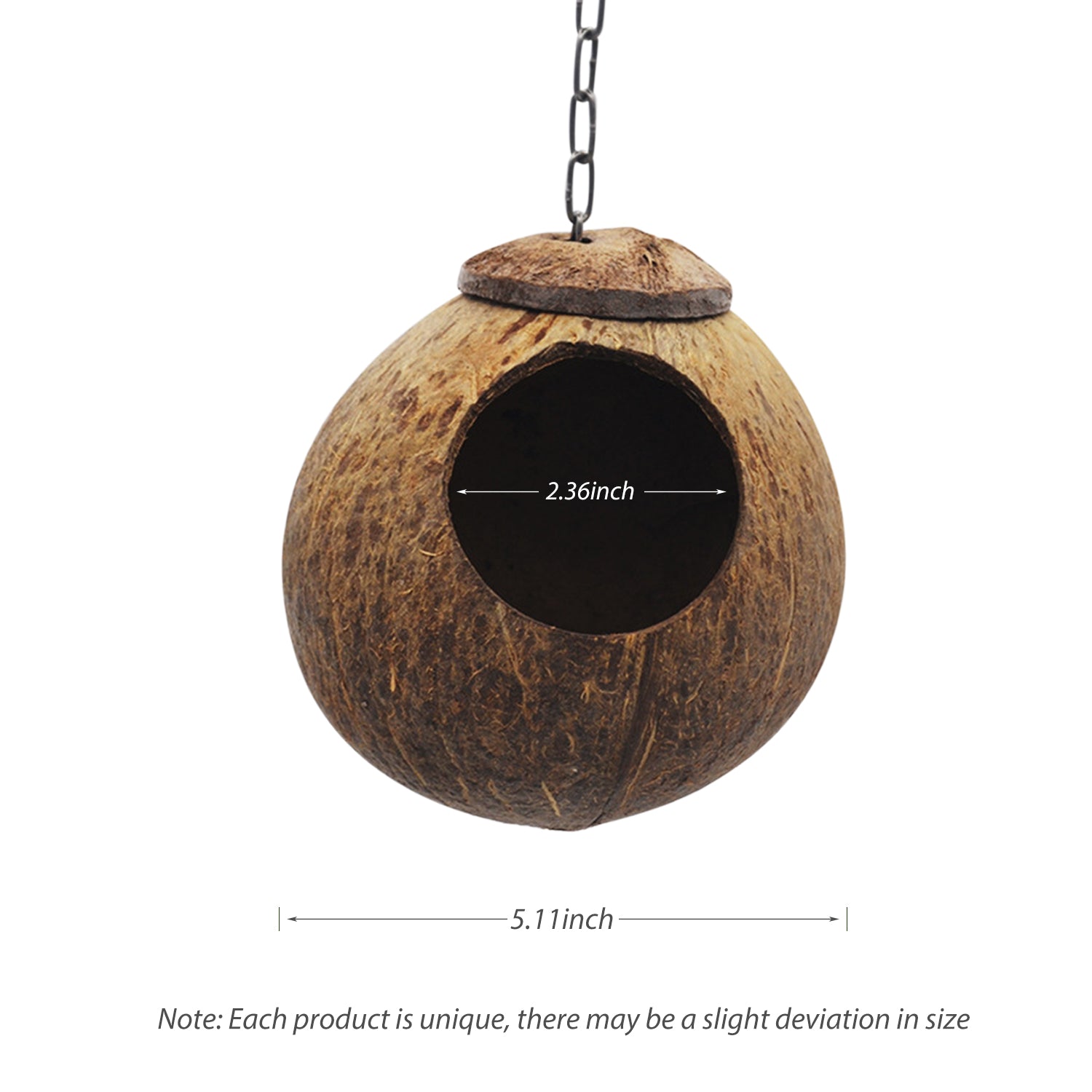 Coconut Bird Hut with Opening Coco Shell Bird House for Small to Medium Birds Nesting House for Cage Patio with Hanging Loop