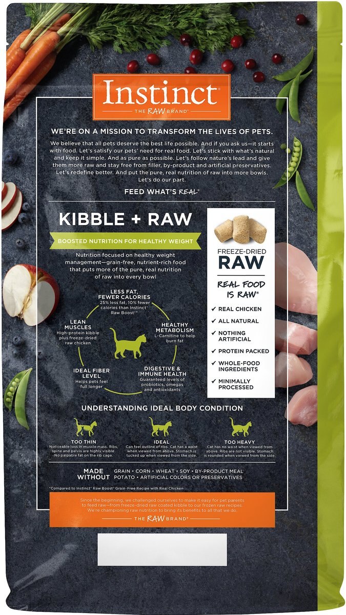 Instinct Raw Boost Healthy Weight Grain-Free Chicken and Freeze-Dried Raw Coated Pieces Recipe Dry Cat Food