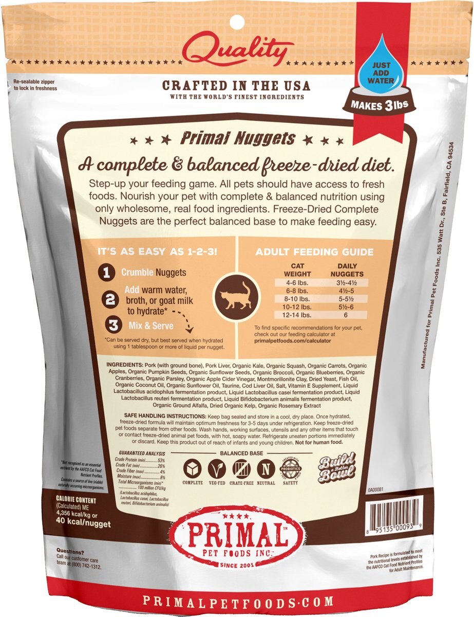 Primal Pork Formula Nuggets Grain-Free Raw Freeze-Dried Cat Food