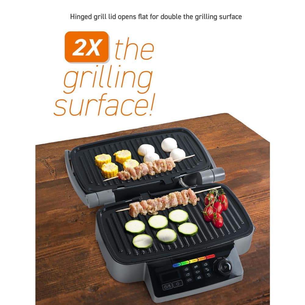 Commercial CHEF 126 sq. in. Black 9-in-1 Contact Grill CHIG14MB