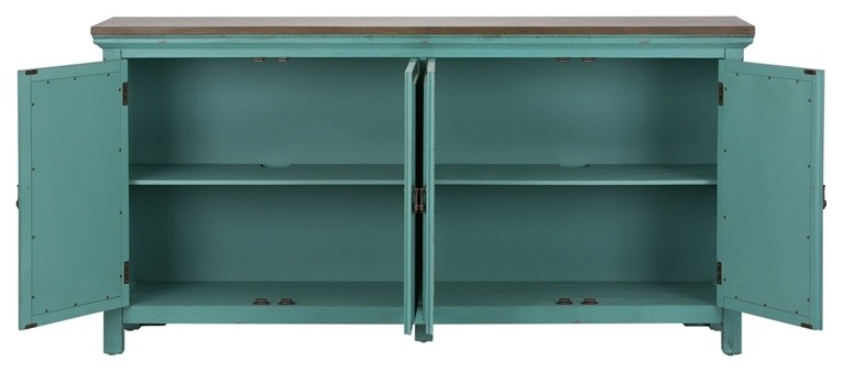 Kensington Blue 4 Door Accent Cabinet   Contemporary   Accent Chests And Cabinets   by Massiano  Houzz