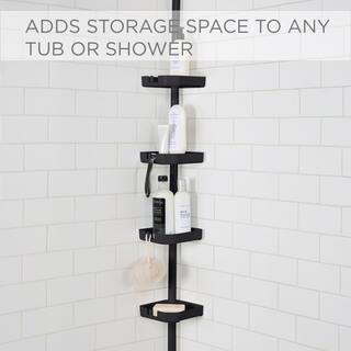 Bath Bliss 4 Tier Tension Corner Shower Organizer Caddy in Matte Black 10000-MATTEBLACK