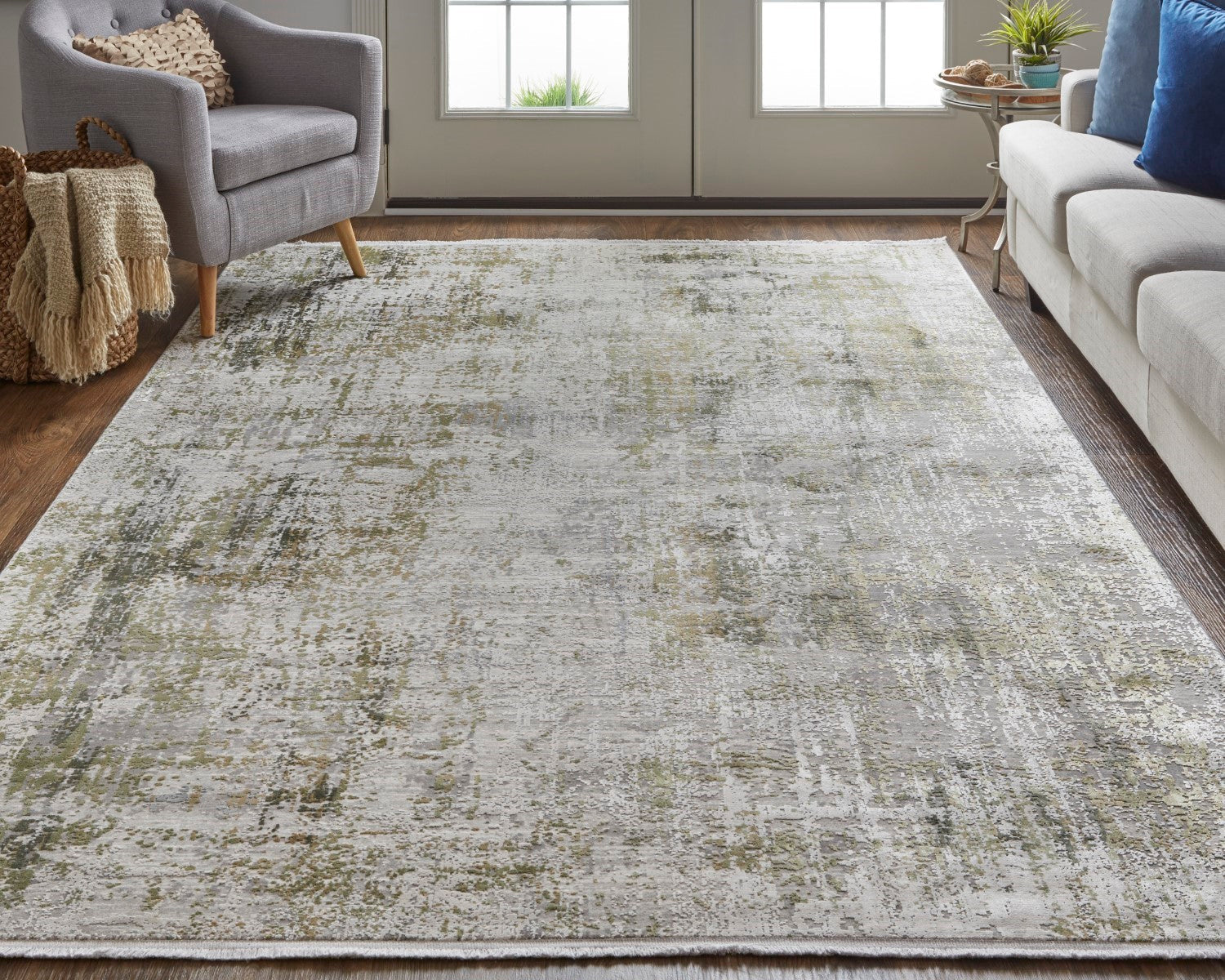 Lindstra Abstract Olive Gray/Jade Green Rug