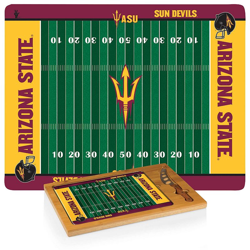 Picnic Time Arizona State Sun Devils Icon Glass Top Cutting Board and Knife Set