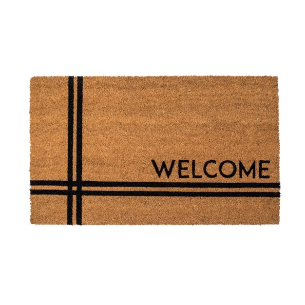 X 2 x27 5 quot Crisscross Welcome Indoor outdoor Coir Doormat Natural black Entryways