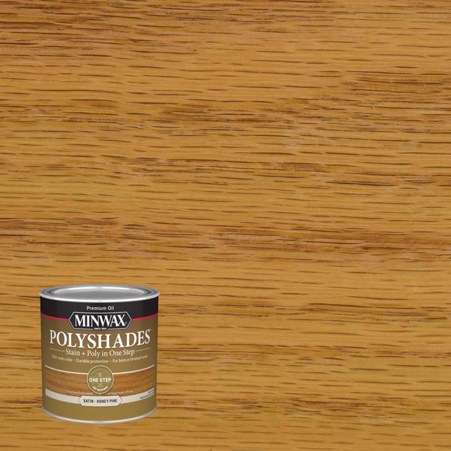 Minwax PolyShades Semi-Transparent Satin Honey Pine Oil-Based Stain/Polyurethane Finish 0.5 pt