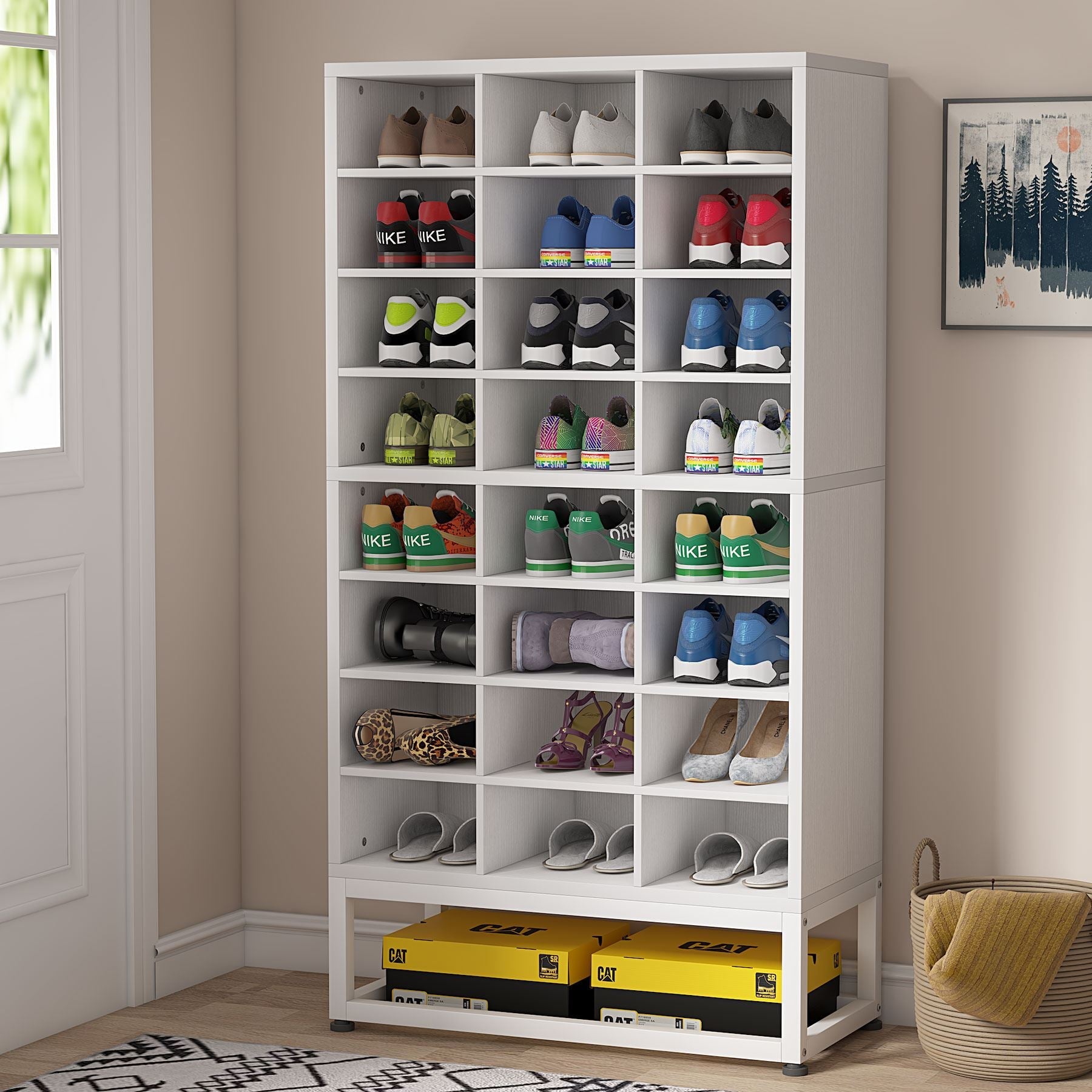 Freestanding Shoe Cabinet, 8-Tier Shoe Storage Rack with 24 Cubbies