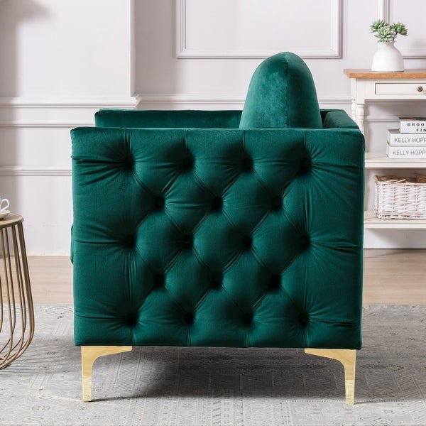 Tufted Button Accent Chair with Steel Legs