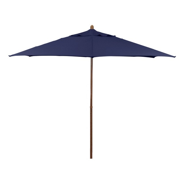 9 x27 X 9 x27 Round Wood Grain Steel Patio Umbrella Navy Blue Astella