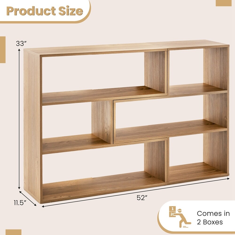 Costway 6 Open Shelf Bookshelf Storage Display Stand Corner Bookcase   52'' x 12'' x 33''