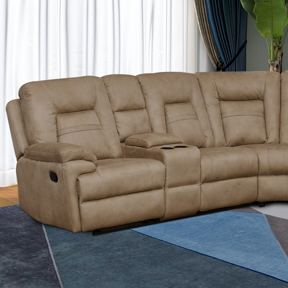 Betsy Furniture Microfiber Reclining Sectional Living Room Set  Latte   Contemporary   Living Room Furniture Sets   by Vanity Art LLC  Houzz